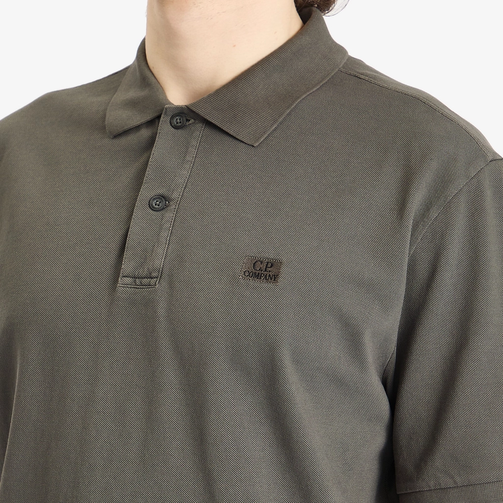 CP Company Men's Resist Dye Logo Polo Smoked Pearl